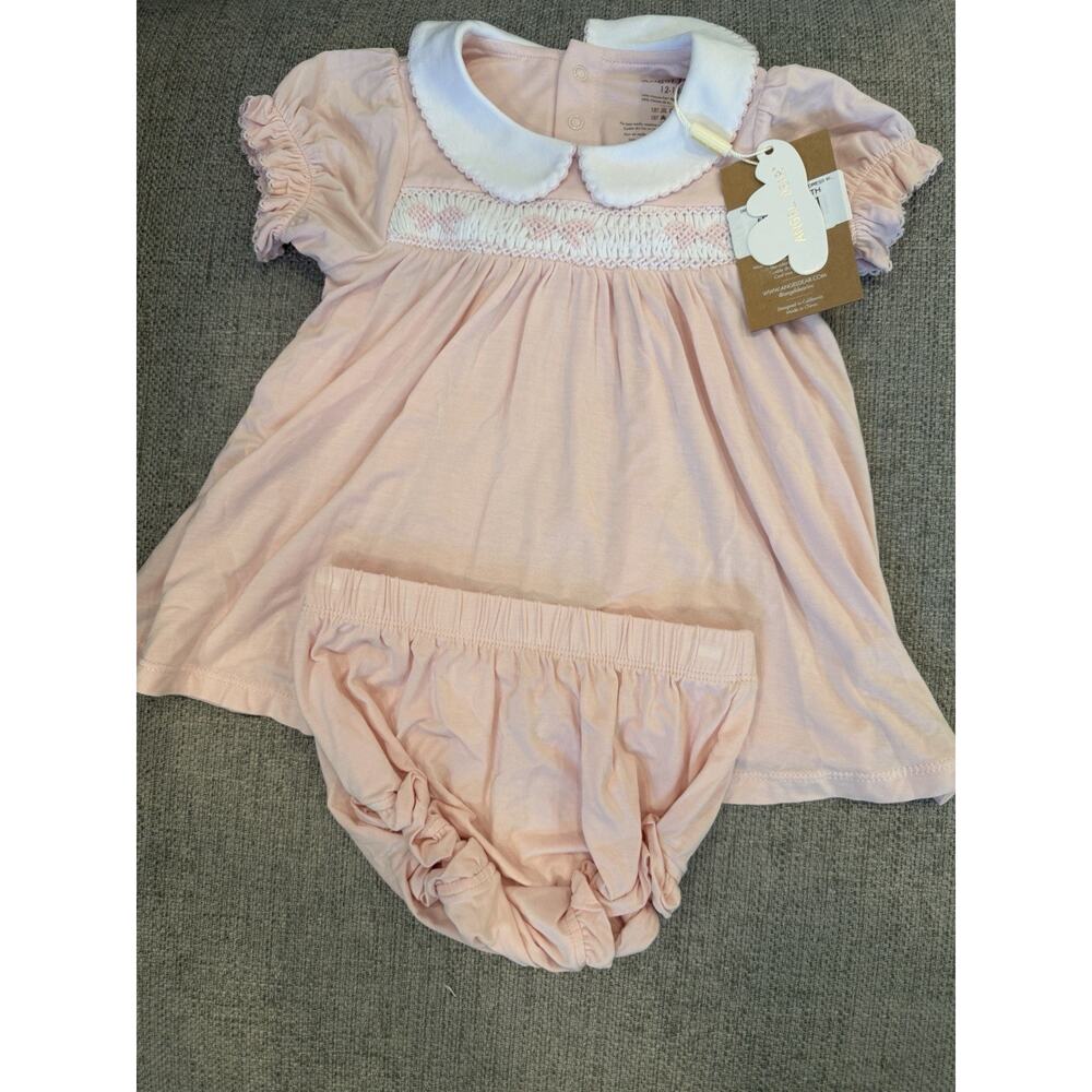 Angel Dear Smocked Bamboo Dress W/ Bloomers Pink Now Themed 12-18 Months NWT